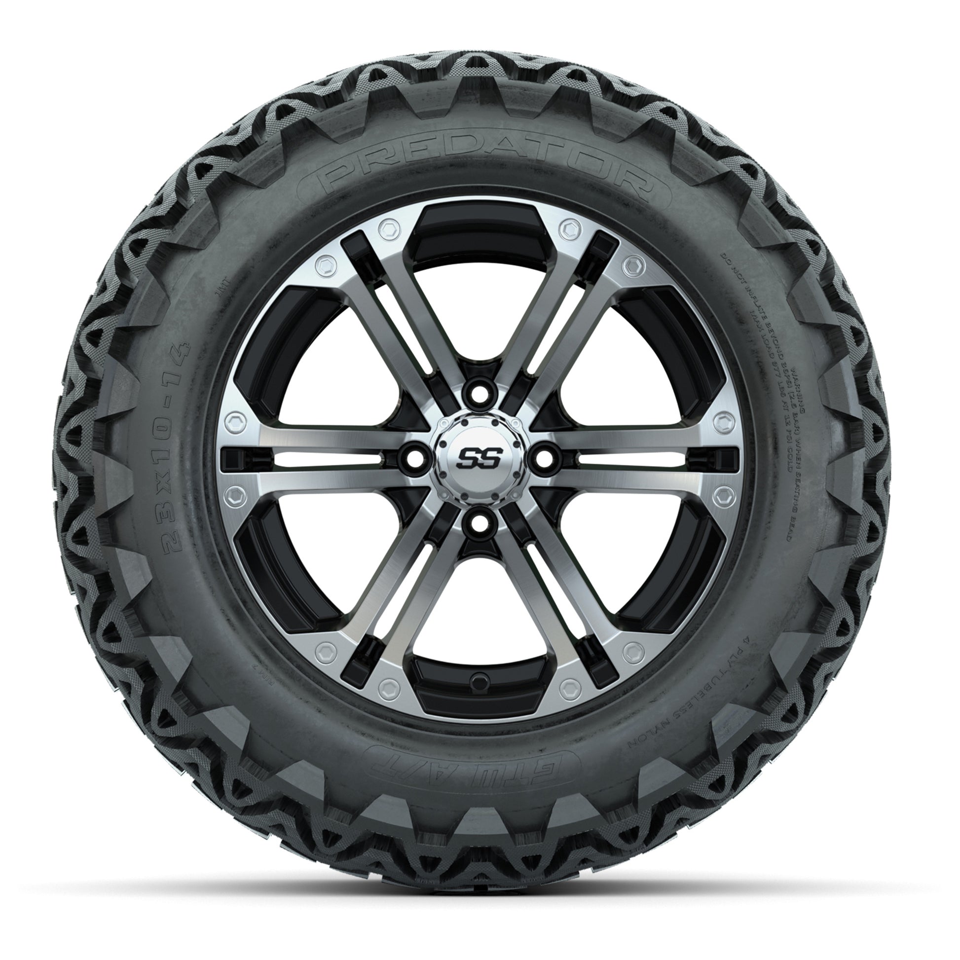 GTW Specter Black and Machined Wheels with 23in Predator A-T - front view