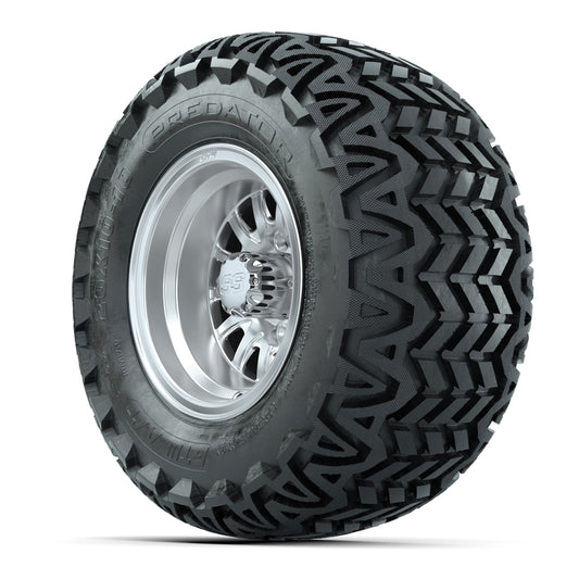 GTW Medusa Silver and Machined Wheels with 20in Predator A-T Tires - 10 Inch