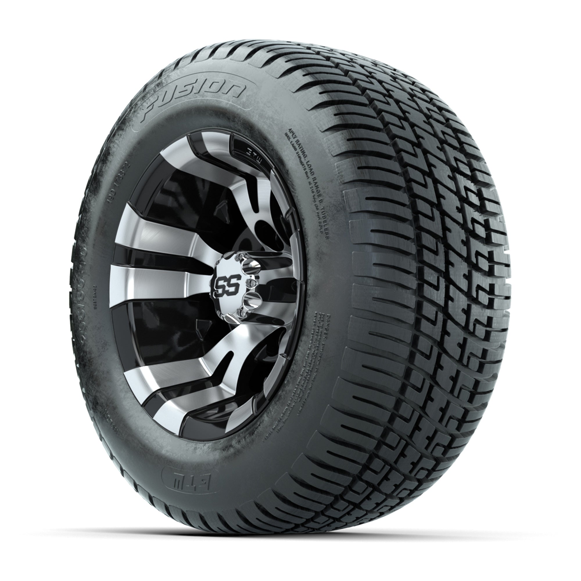 GTW Vampire Black and Machined 10 in Wheels with 18in Fusion Street Tires – Set of 4