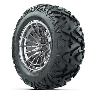 GTW Boost Chrome 14 in Wheels with 25x10-14 Barrage Mud Tire - 3/4 view