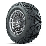 GTW Boost Chrome 14 in Wheels with 25x10-14 Barrage Mud Tire - 3/4 view