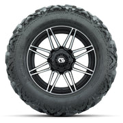 GTW Stealth Black/Machined 14 in Wheels with 25x10-14 Barrag - front view