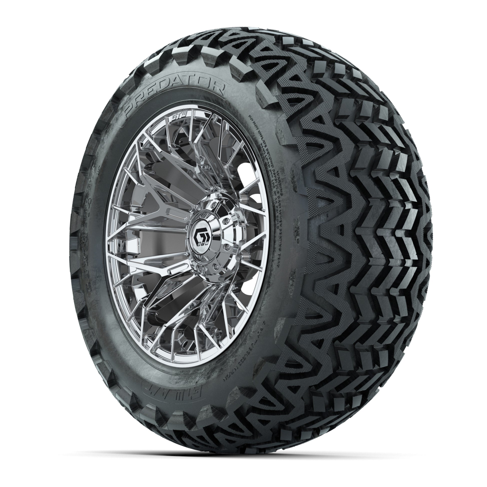 Set of (4) 14 in GTW® Stellar Chrome Wheels with 23x10-14 Pr - 3/4 view