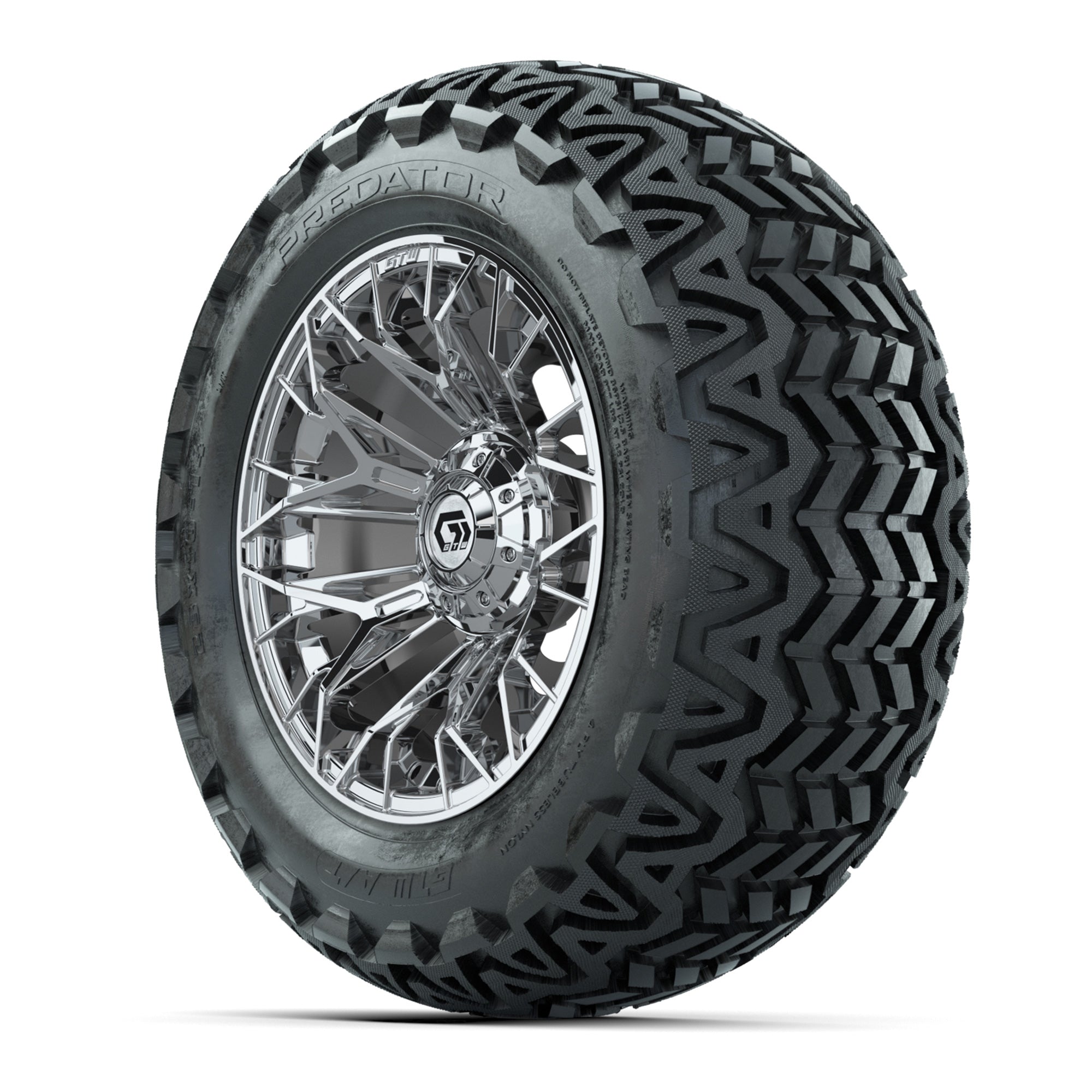 Set of (4) 14 in GTW® Stellar Chrome Wheels with 23x10-14 Pr - 3/4 view
