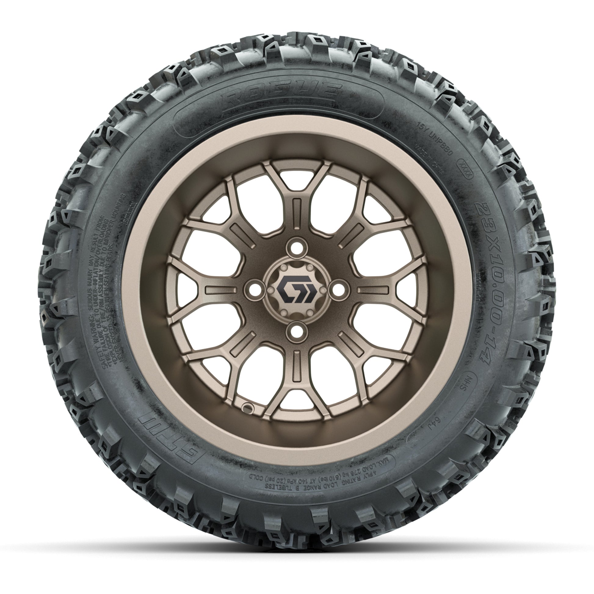 GTW Assault Matte Bronze 14 in Wheels with 23X10-R14 Rogue All-Terrain Tires – Full Set