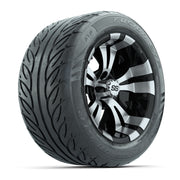 GTW® Vampire Black/Machined 14 in Wheels with 255/45-R14 Fusion GTR Steel Belt Radial Street Tires – Full Set