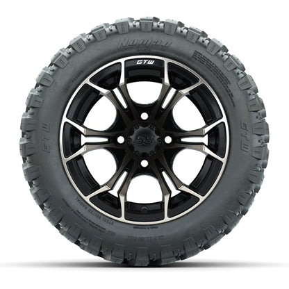 GTW® Spyder Matte Black/Bronze 12 in Wheels with 22X11-R12 Nomad Steel Belt Radial All-Terrain Tires – Full Set