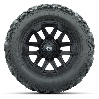GTW Graffiti Gloss Black 14 in Wheels with 25x10-14 Barrage  - front view