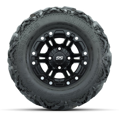 Set of (4) GTW® 10 inch Specter Matte Black Wheels on Barrage Mud Tires