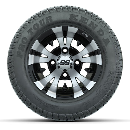 GTW Vampire Black/Machined 10 in Wheels with 205/50-10 Kenda Pro Tour Street Tires – Full Set