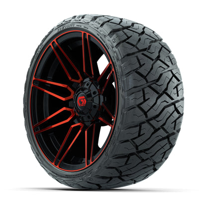 GTW Stealth Gloss Black/Red 14 in Wheels with 205/35-R14 Mav - 3/4 view
