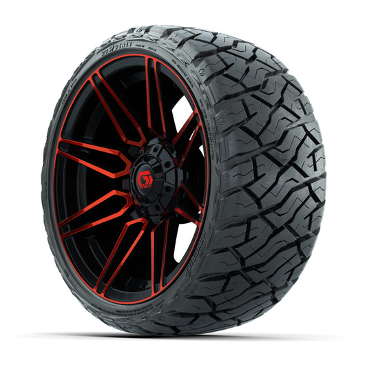 GTW Stealth Gloss Black/Red 14 in Wheels with 205/35-R14 Mav - 3/4 view
