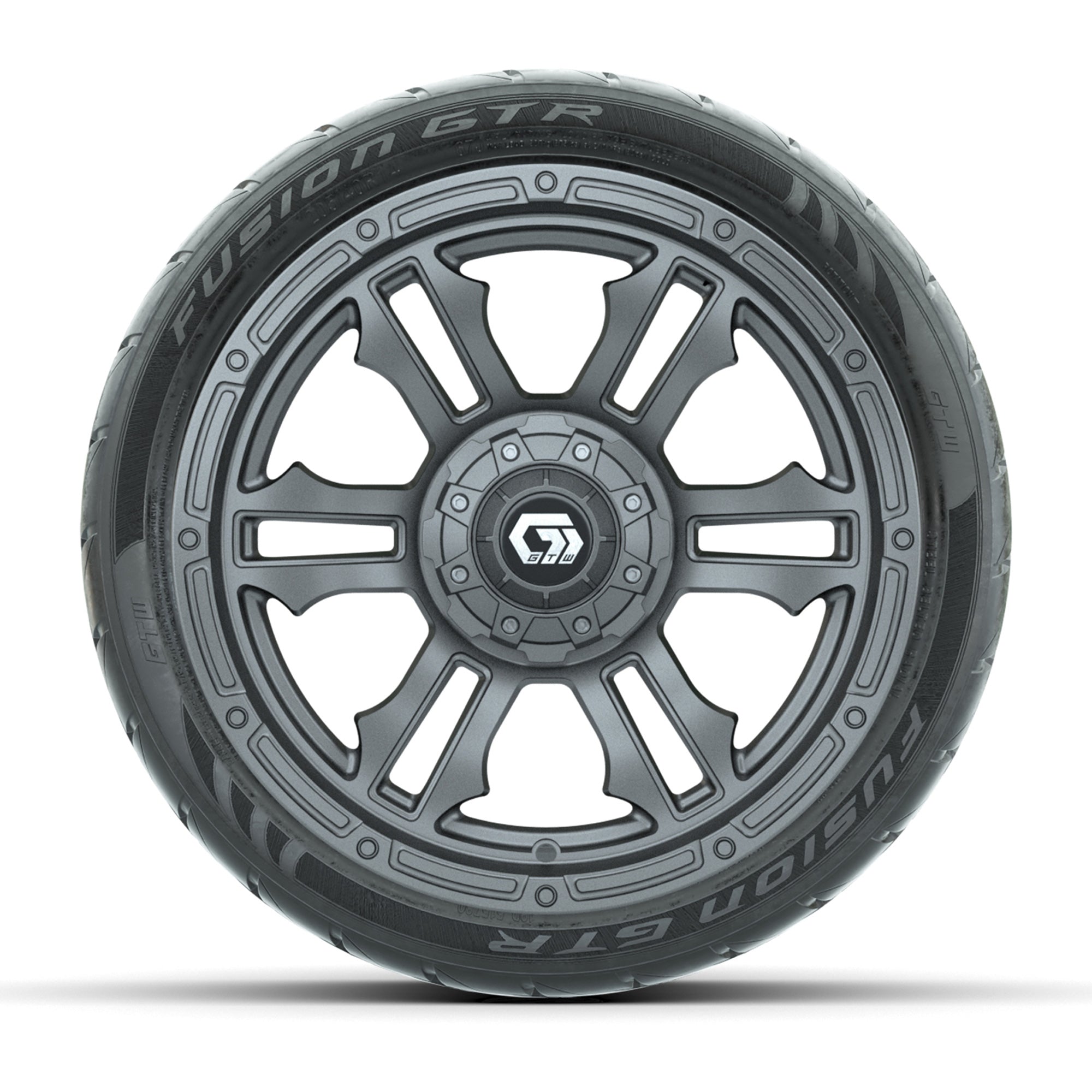 GTW® Shogun Gunmetal 14 in Wheels with 205/40-R14 Fusion GTR - 3/4 view