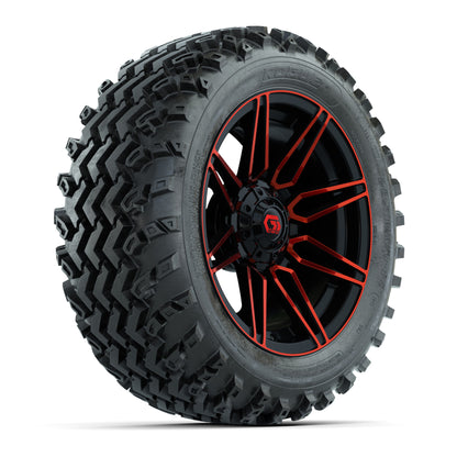 GTW® Stealth Red/Machined 14 in Wheels with 23X10-14 Rogue All-Terrain Tires – Full Set