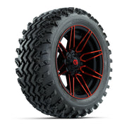 GTW® Stealth Red/Machined 14 in Wheels with 23X10-14 Rogue All-Terrain Tires – Full Set