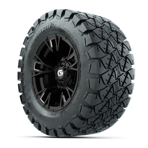 GTW® Vandal Matte Black/Machined 12 in Wheels with 22x10-12 Timberwolf All-Terrain Tires – Full Set