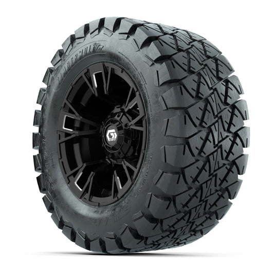 GTW® Vandal Matte Black/Machined 12 in Wheels with 22x10-12 Timberwolf All-Terrain Tires – Full Set