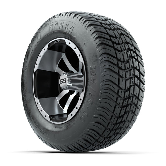 Set of (4) 10 in GTW Storm Trooper Wheels with 205/50-10 Mamba Street Tires