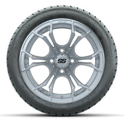 GTW Spyder Silver Brush 14 in Wheels with 225/30-14 Mamba St - front view