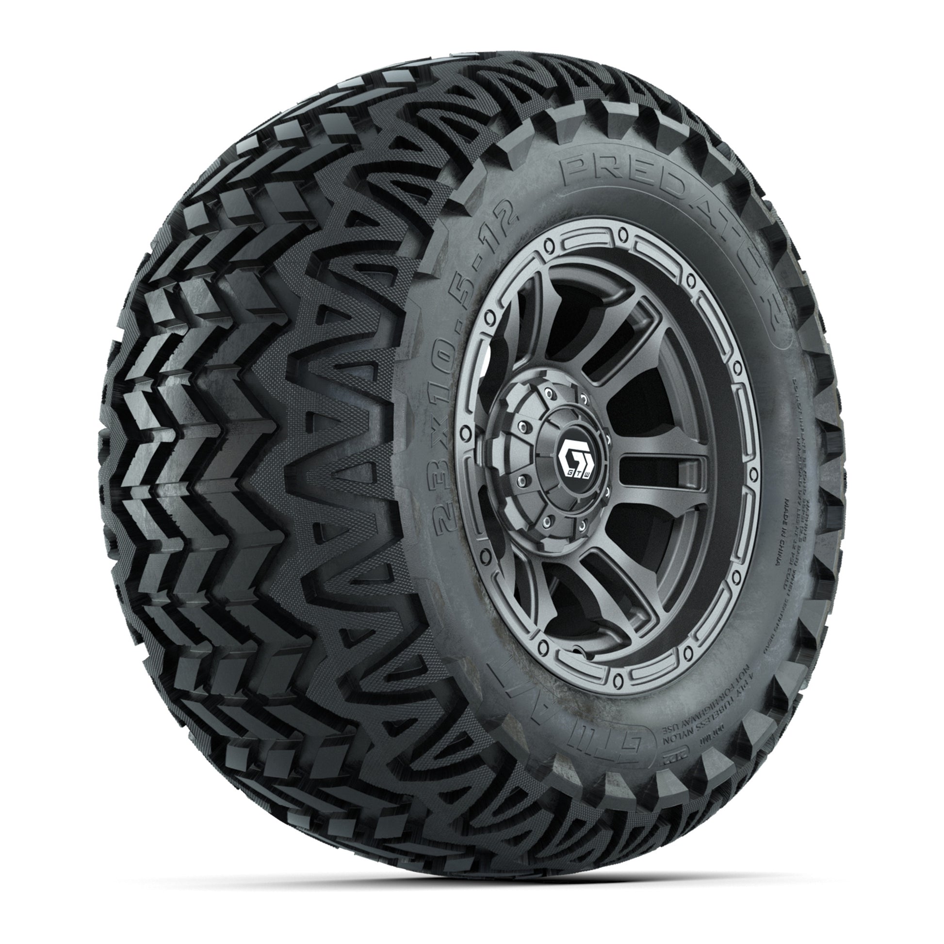GTW® Shogun Gunmetal 12 in Wheels with 23X10.5-12 Predator All-Terrain Tires – Full Set