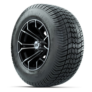 GTW® Spyder Black/Machined 12 in Wheels with 255/50-12 Excel Classic Street Tires – Full Set