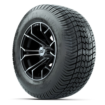 GTW® Spyder Black/Machined 12 in Wheels with 255/50-12 Excel Classic Street Tires – Full Set