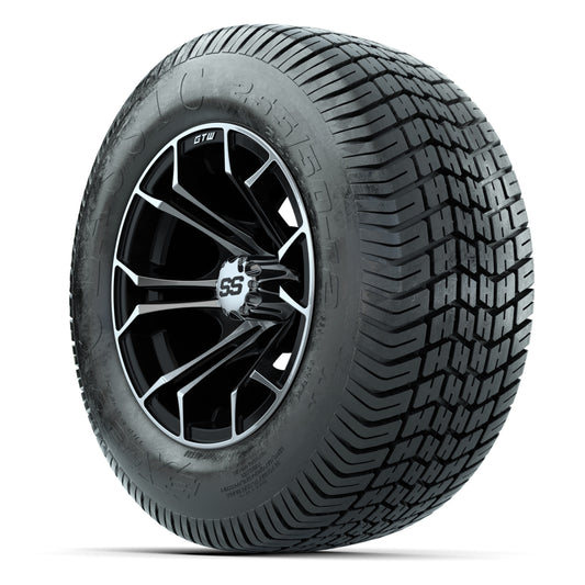 GTW® Spyder Black/Machined 12 in Wheels with 255/50-12 Excel Classic Street Tires – Full Set