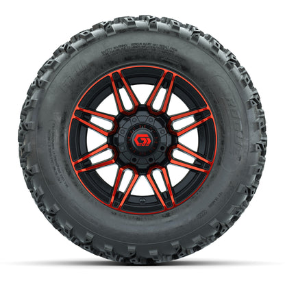 GTW® Stealth Red/Machined 12 in Wheels with 23X10.00-12 Rogue All-Terrain Tires – Full Set