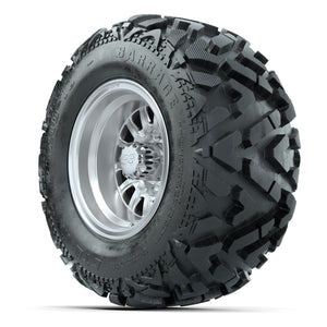 GTW Medusa Silver/Machined 10 in Wheels with 20x10-10 Barrage Mud Tires – Full Set
