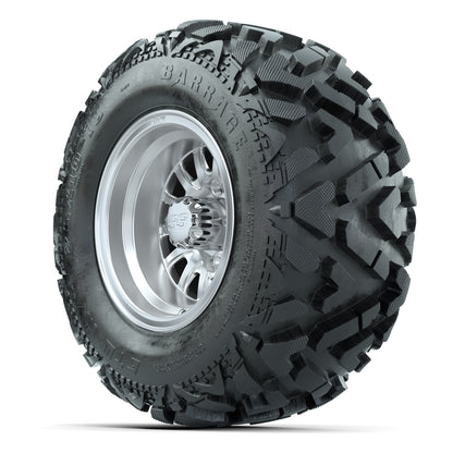 GTW Medusa Silver/Machined 10 in Wheels with 20x10-10 Barrage Mud Tires – Full Set