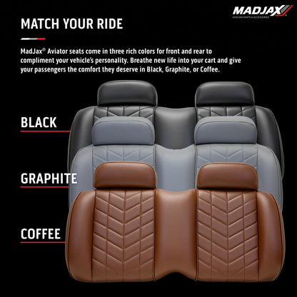 MadJax Aviator Club Car Precedent/Tempo/Onward Black Front Seat Cushions (Years 2012-Up)