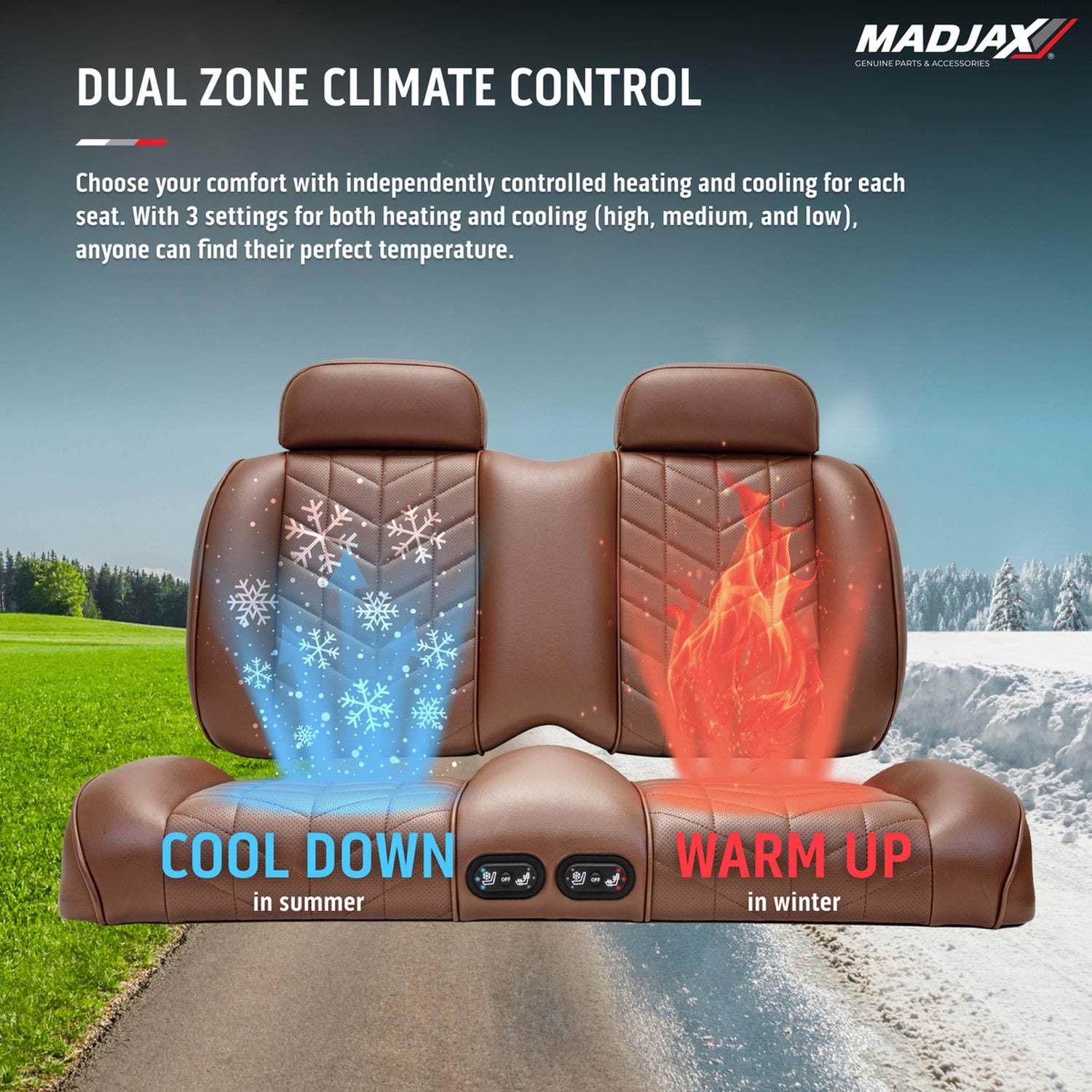 MadJax Aviator Yamaha Drive/Drive2 & ICON Graphite Front Seat Cushions with Thermaflex