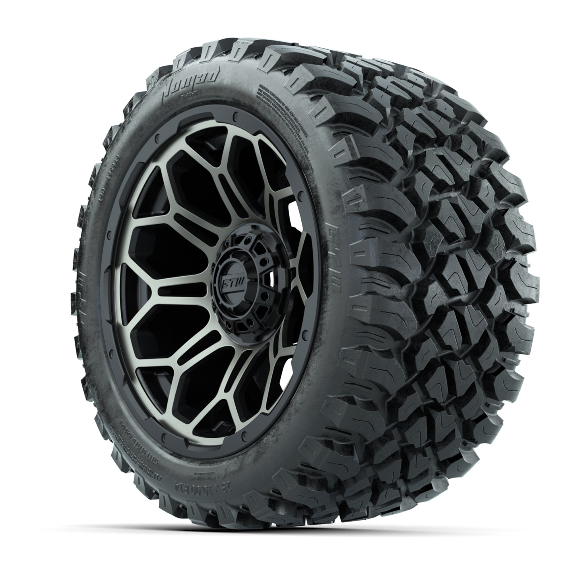 Set of (4) 14 in GTW Bravo Wheels with 23x10-14 GTW Nomad Al - 3/4 view