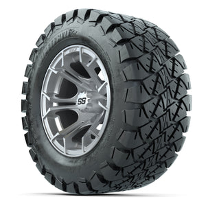 GTW® Spyder Silver Brush 12 in Wheels with 22X10-12 Timberwolf All-Terrain Tires – Full Set