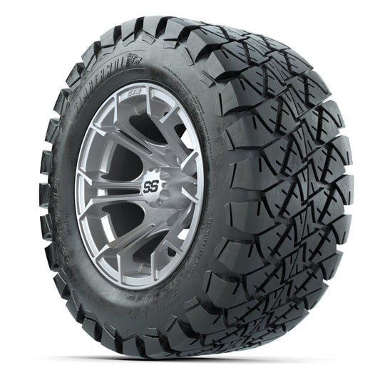 GTW® Spyder Silver Brush 12 in Wheels with 22X10-12 Timberwolf All-Terrain Tires – Full Set