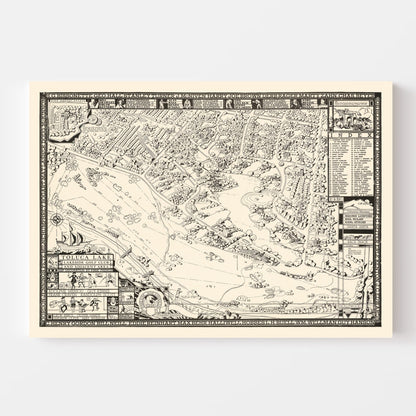 Vintage Map of Toluca Lake Lakeside Golf Club, 1936