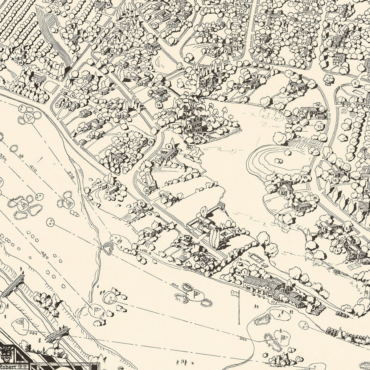 Vintage Map of Toluca Lake Lakeside Golf Club, 1936