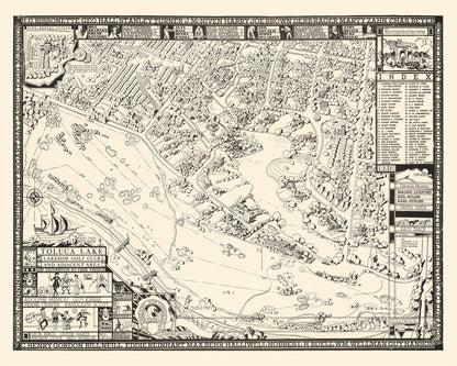 Vintage Map of Toluca Lake Lakeside Golf Club, 1936