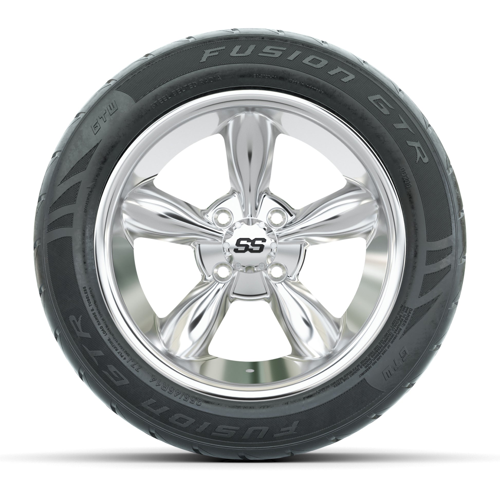 GTW® Godfather Chrome 14 in Wheels with 255/45-R14 Fusion GT - front view