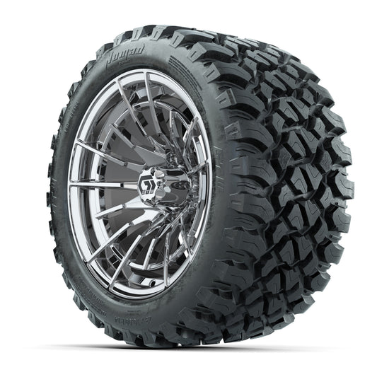 GTW® Boost Chrome 14 in Wheels with 23X10-R14 Nomad Steel Be - 3/4 view