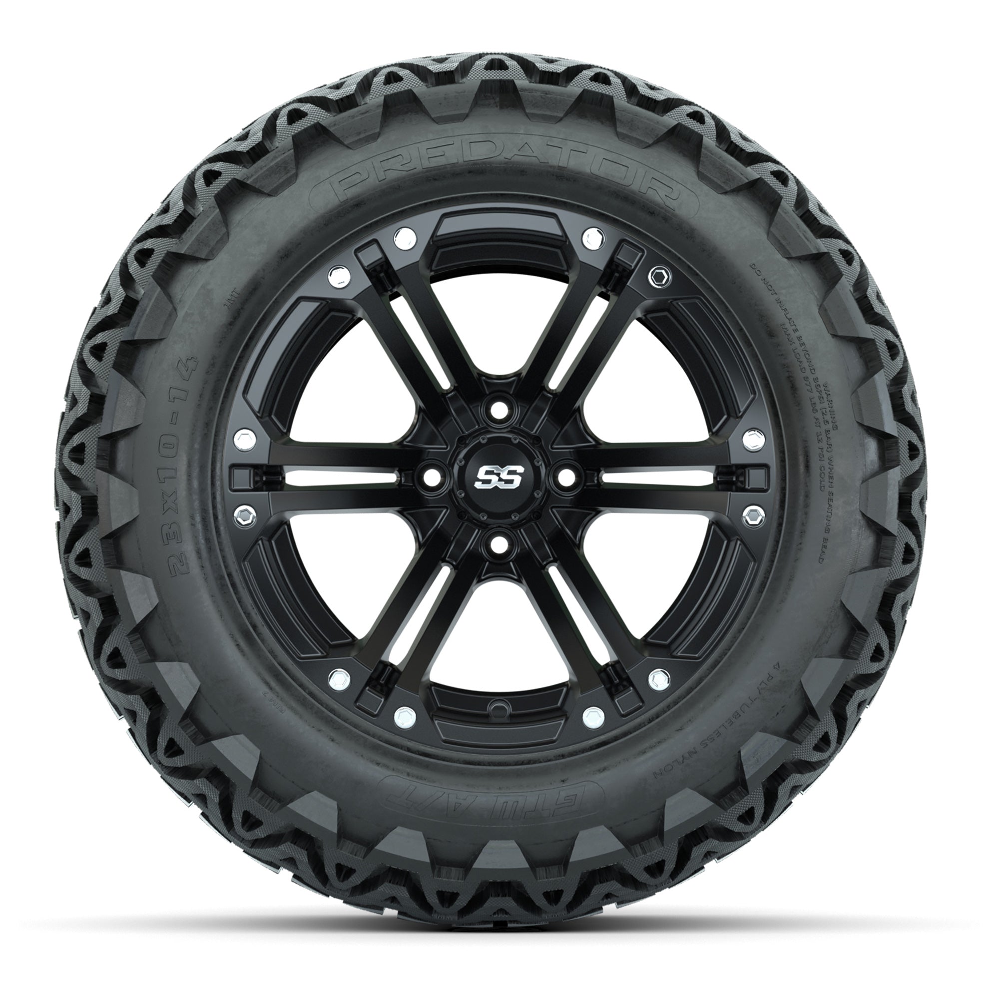Set of (4) 14 in GTW Specter Wheels with 23x10-14 GTW Predat - 3/4 view