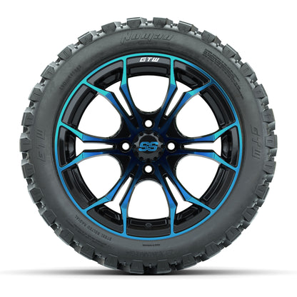 GTW Spyder Blue/Black 14 in Wheels with 23x10-14 GTW Nomad A - front view