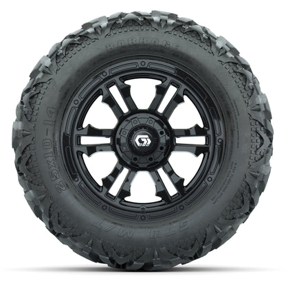 GTW Shogun Gloss Black 14 in Wheels with 25x10-14 Barrage Mu - front view