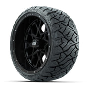 GTW Vortex Matte Black 14 in Wheels with 205/35-R14 Maverick - 3/4 view