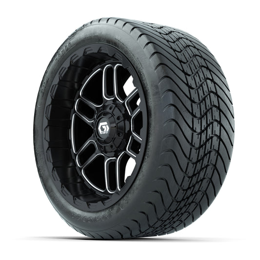 Set of (4) 14 in GTW® Titan Machined &amp; Black Wheels with - 3/4 view