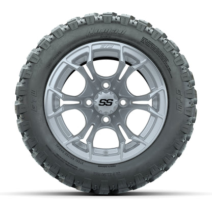 GTW® Spyder Silver Brush 12 in Wheels with 22X11-R12 Nomad Steel Belt Radial All-Terrain Tires – Full Set