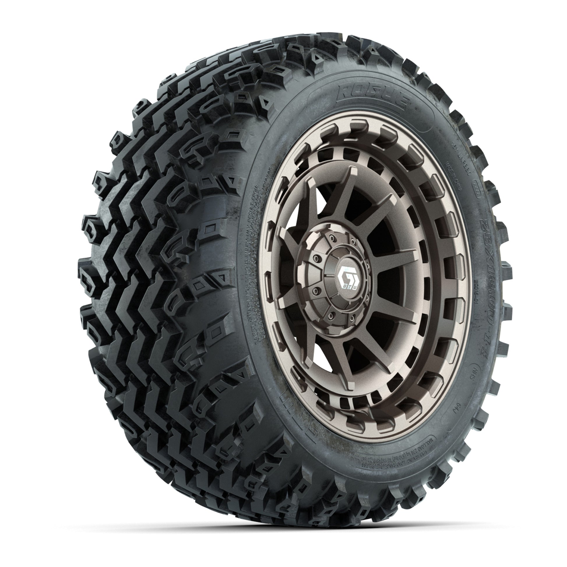 GTW® Barricade Bronze 14 in Wheels with 23X10-14 Rogue All-Terrain Tires – Full Set