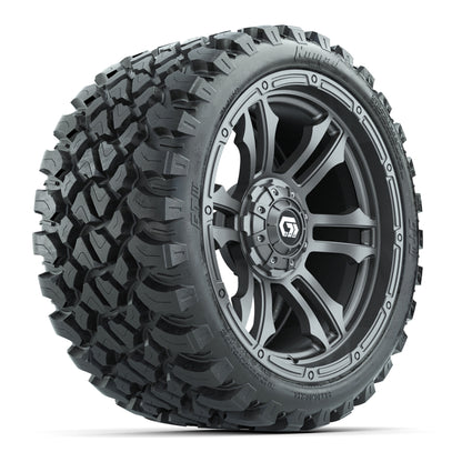 GTW® Shogun Gunmetal 15 in Wheels with 23x10-R15 Nomad Steel Belted Radial All-Terrain Tires – Full Set