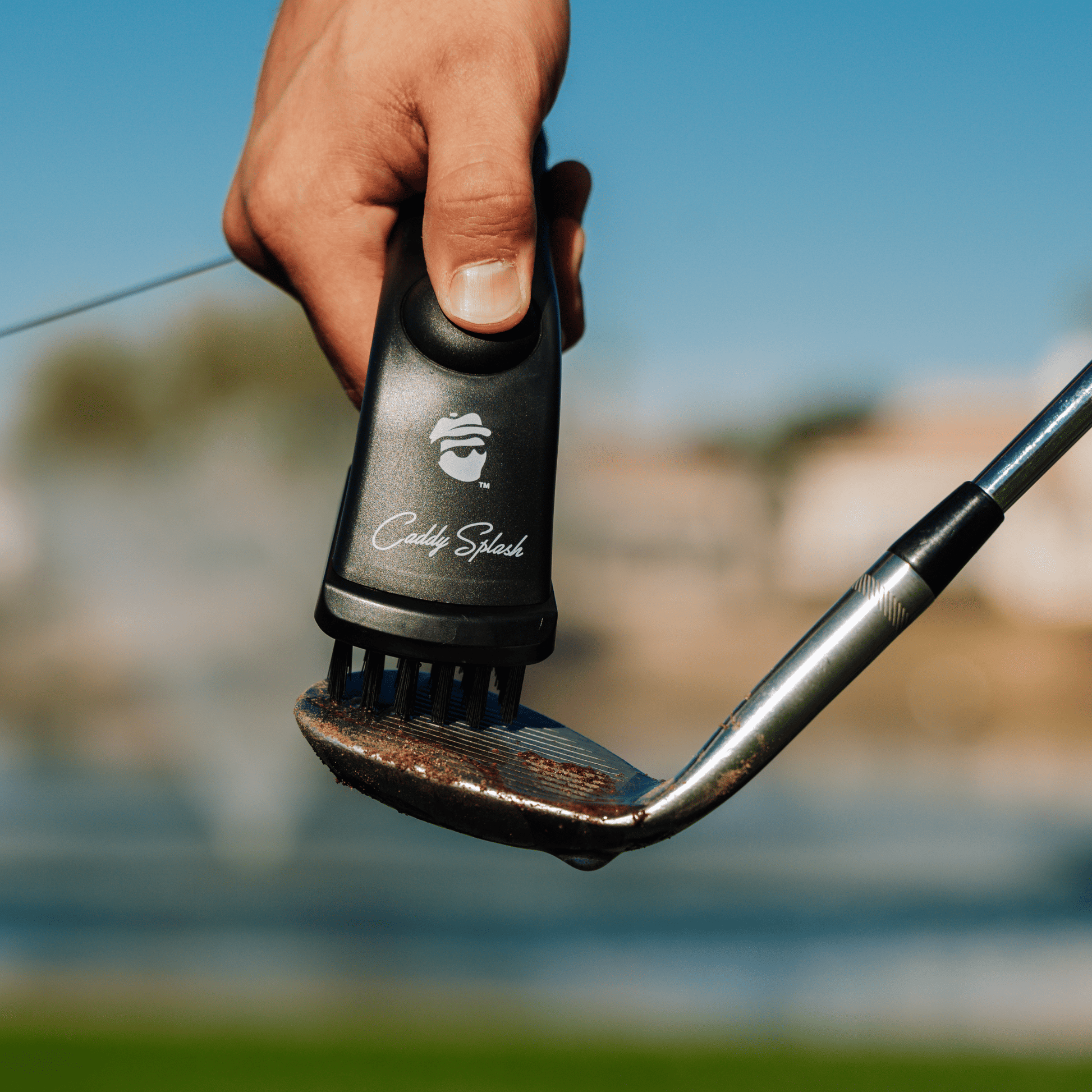 Golf Pocket Mag Towel - White + Golf Club Water Brush Pro Bundle
