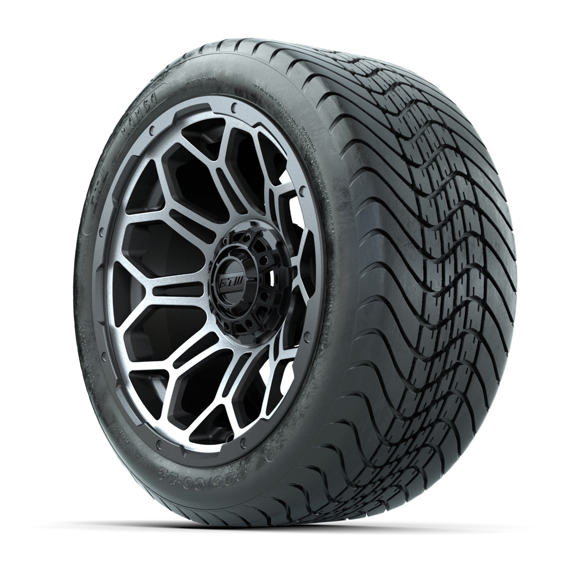 Set of (4) 14 in GTW Bravo Wheels with 225/30-14 Mamba Stree - 3/4 view